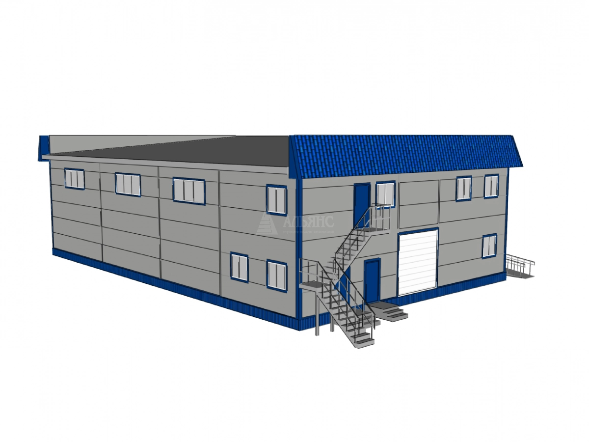 3D визуализация Автосервис из сэндвич-панелей - фото 2