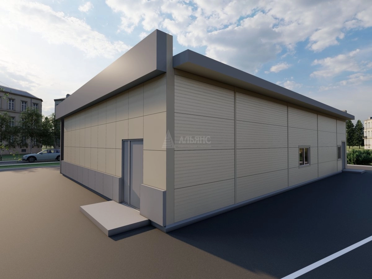 3D визуализация Торговый павильон из сэндвич-панелей - фото 3